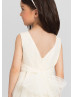 Pleated Tulle Tea Length Tiered Skirt Flower Girl Dress